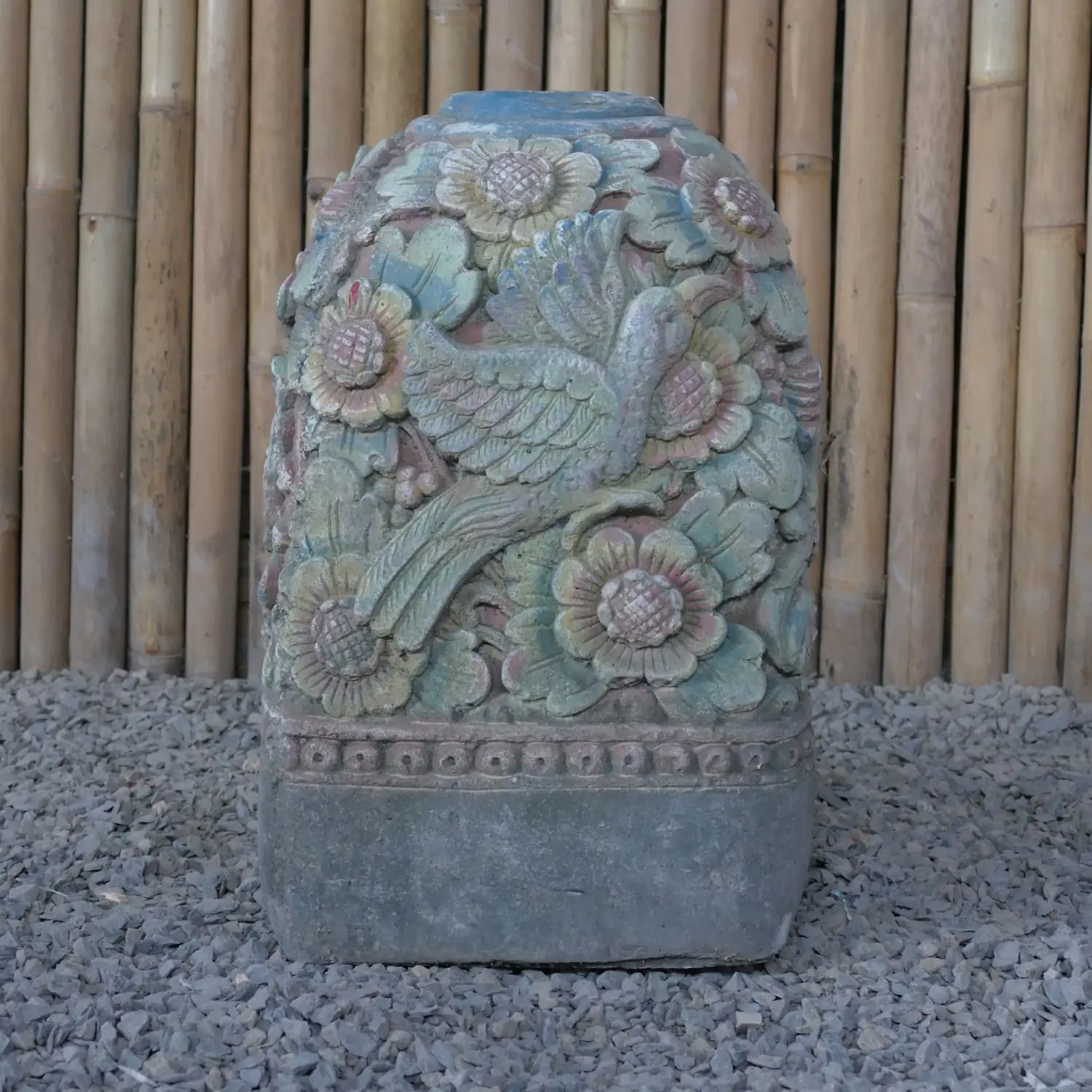  Product image 4 of the product “Balinese Stand for Umbrella or Flag - Old Style - Made from cement and taro sand, several parts, Approx. 50cm height ”